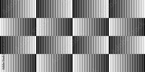 Black vertical stripes forming an optical illusion checkerboard pattern. Abstract graphic design for modern backgrounds and decoration. Vector illustration