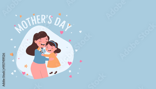 Mother's Day illustration of mother and child embracing.