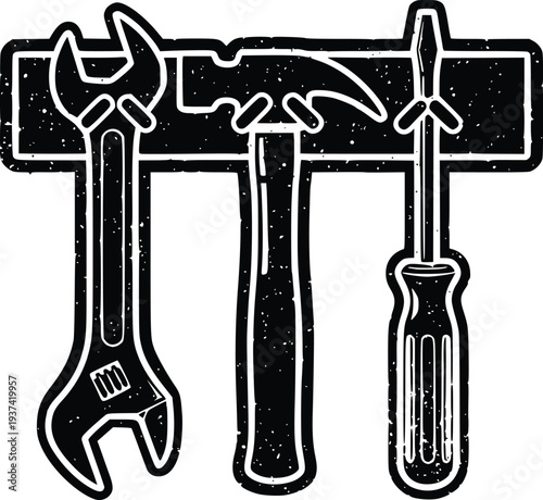 Vintage Mechanic Tools Set Illustration – Wrench Hammer Screwdriver Workshop Vector