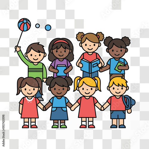 Diverse Children Holding Hands and Playing.