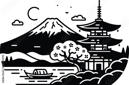 Matchbox illustration in vintage Japanese retro graphic art style