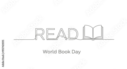 Vector illustration for World Book Day with READ text and open book