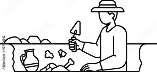 Archeologist digging at historical site illustration vector