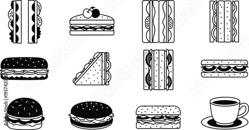 Finger sandwiches assortment for British high tea vector