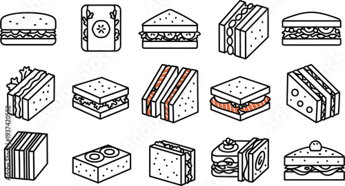 Finger sandwiches assortment for British high tea vector