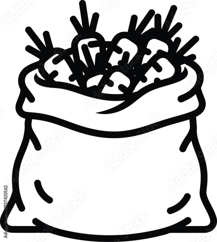 Carrots in burlap sack freshly harvested garden vector illustration