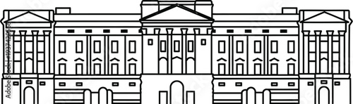Palace architectural line art illustration of a royal residence