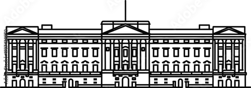 Palace architectural line art illustration of a royal residence
