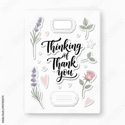 Handwritten Thank You Card with Flowers.