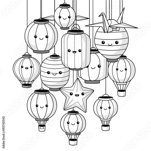 Collection of Cartoon Hot Air Balloons.