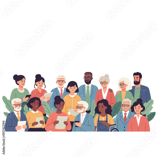 Diverse Group of People Standing Together.