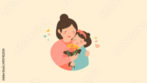 Mother and daughter embracing with love and affection.