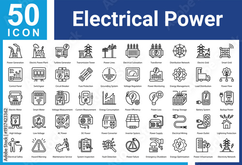 Electrical Power Systems icon set and collection