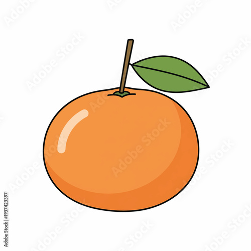 Orange Fruit with Green Leaf Illustration.