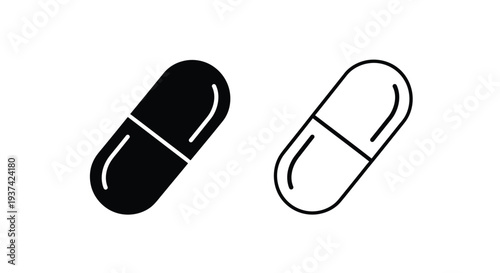 Black and white pill icons Vector
