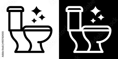 Clean toilet icon. Vector illustration showing sparkling WC symbol for hygiene, restroom and cleaning design concepts.