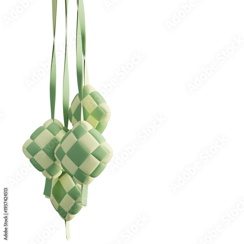 Valokuva Traditional Indonesian Ketupat Hanging Decoration for Eid al Fitr and Lebaran Fe