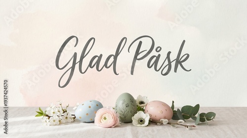 Swedish Easter Greeting with Elegant “Glad Påsk” Lettering
