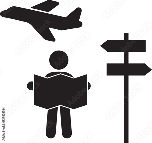 Travel Planning with Airplane and Map Icons