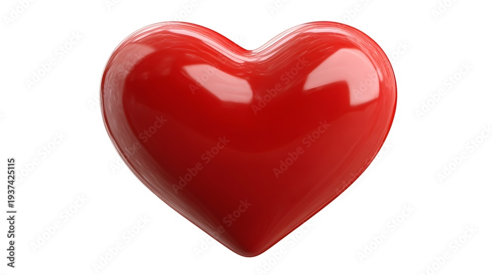 Fototapeta premium Red Heart Isolated on White Background, Symbol of Love and Romance.