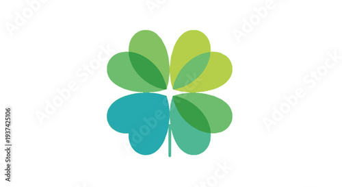 Four leaf clover icon symbolizing luck and fortune in green and blue hues on a white background perfect for logos and branding elements