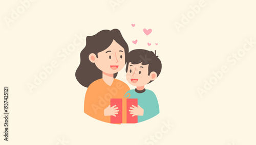 Mother and son reading a book together with love and affection.