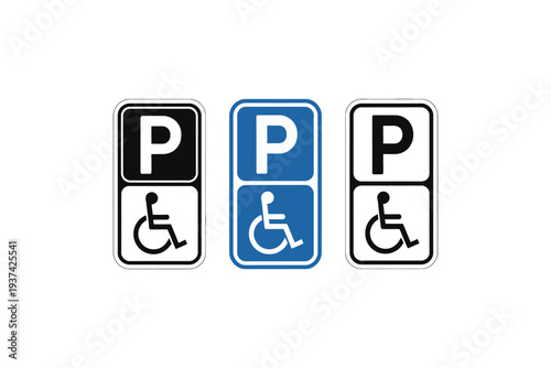 Handicap Parking Signs Variations Displayed