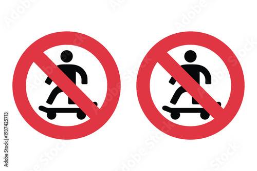 No Skateboarding Warning Signs Icons