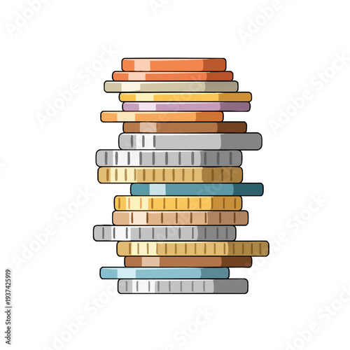 Colorful Stack of Coins and Currency Notes for Financial Growth and Investment Concepts