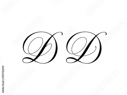 Elegant black calligraphy letter D