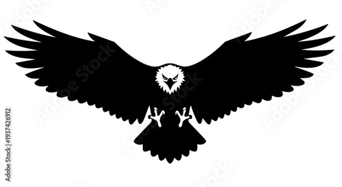Powerful Eagle Silhouette with Spread Wings