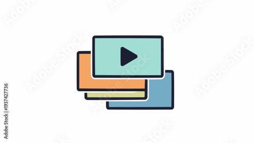 Play button icon on rectangles.