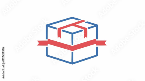 Gift box with red ribbon wrapped.