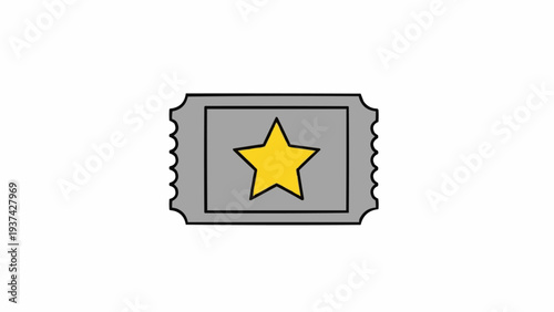 Grey ticket with yellow star symbol.
