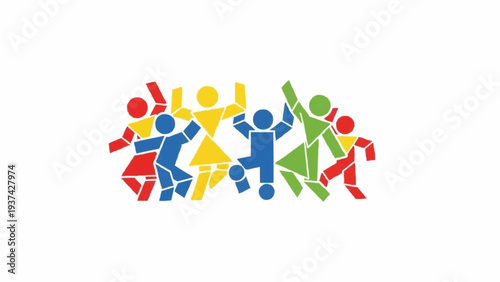 Diverse people jumping in celebration together.