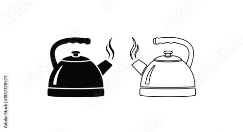 Steaming kettles graphic illustration Vector