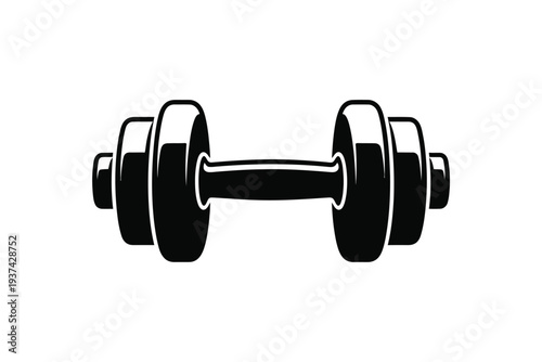 Black Dumbbell Illustration for Fitness and Exercise Routines
