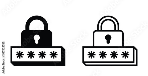 Secure Password Protection Icons with Locks and Asterisks for Safety and Confidentiality Online