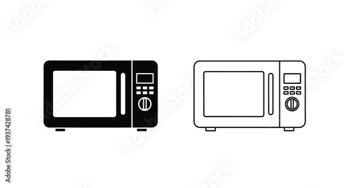 Modern microwave oven icons set Vector