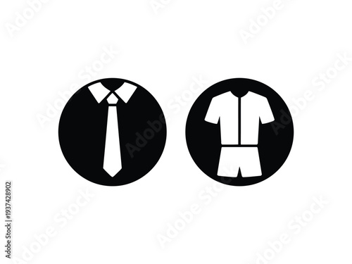 Business Attire and Casual Wear Icons in Black and White