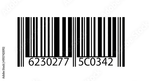 Barcode with numbers and lines.
