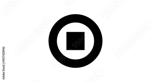 Black and white circular target symbol.