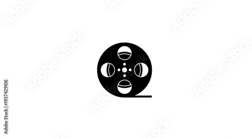 Black Film Reel on White Background.