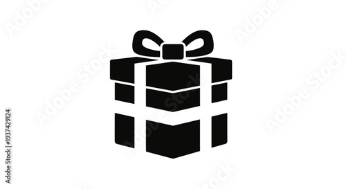 Black gift box with ribbon.