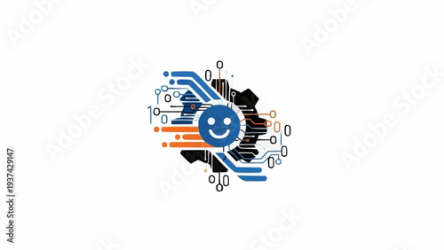 Stylized Robot Face Circuit Board Design.