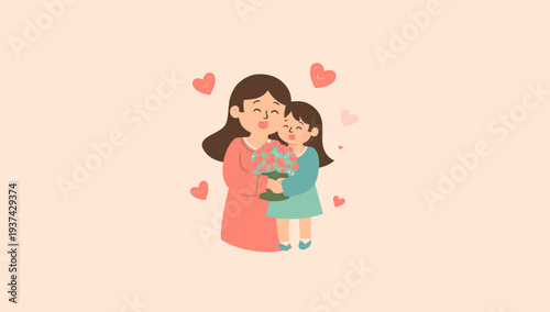 Mother and daughter embracing with love and affection.