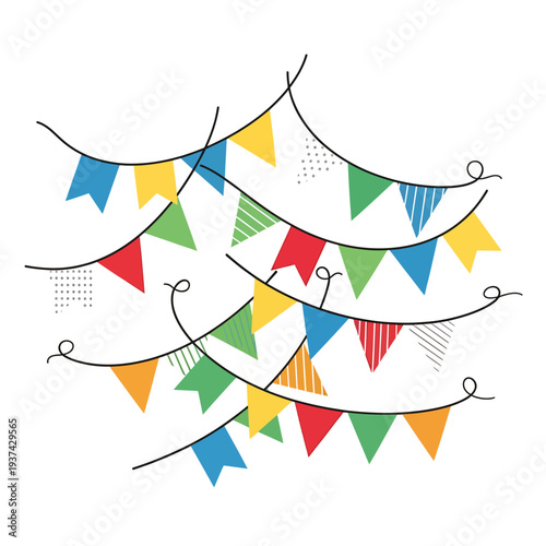 Colorful Party Flags Decoration Illustration.