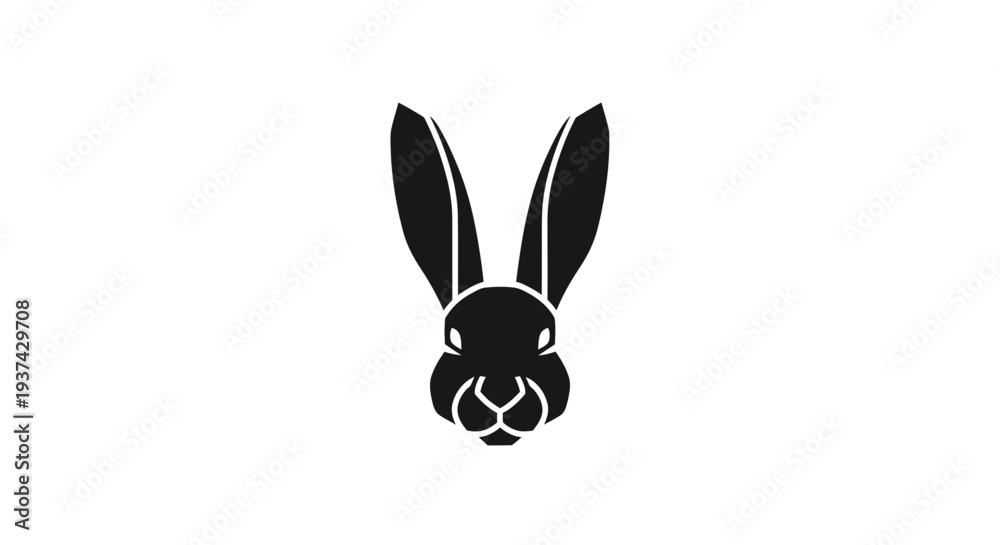 Obraz premium Black silhouette of a rabbit face.