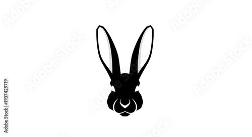 Black silhouette of a rabbit head.