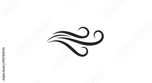 Black swirly abstract decorative design element.